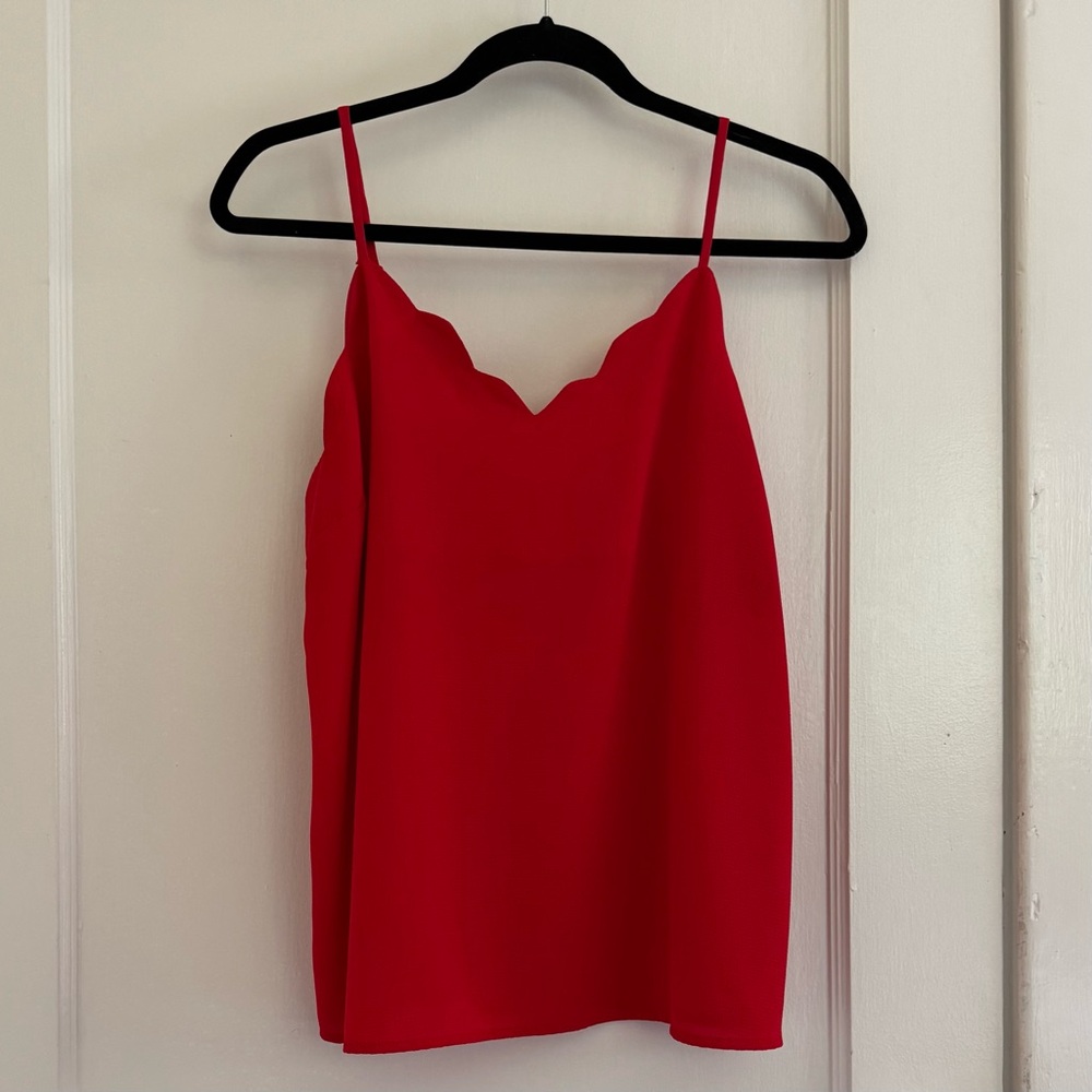 5/$25 Monteau Red Scallop Camisole